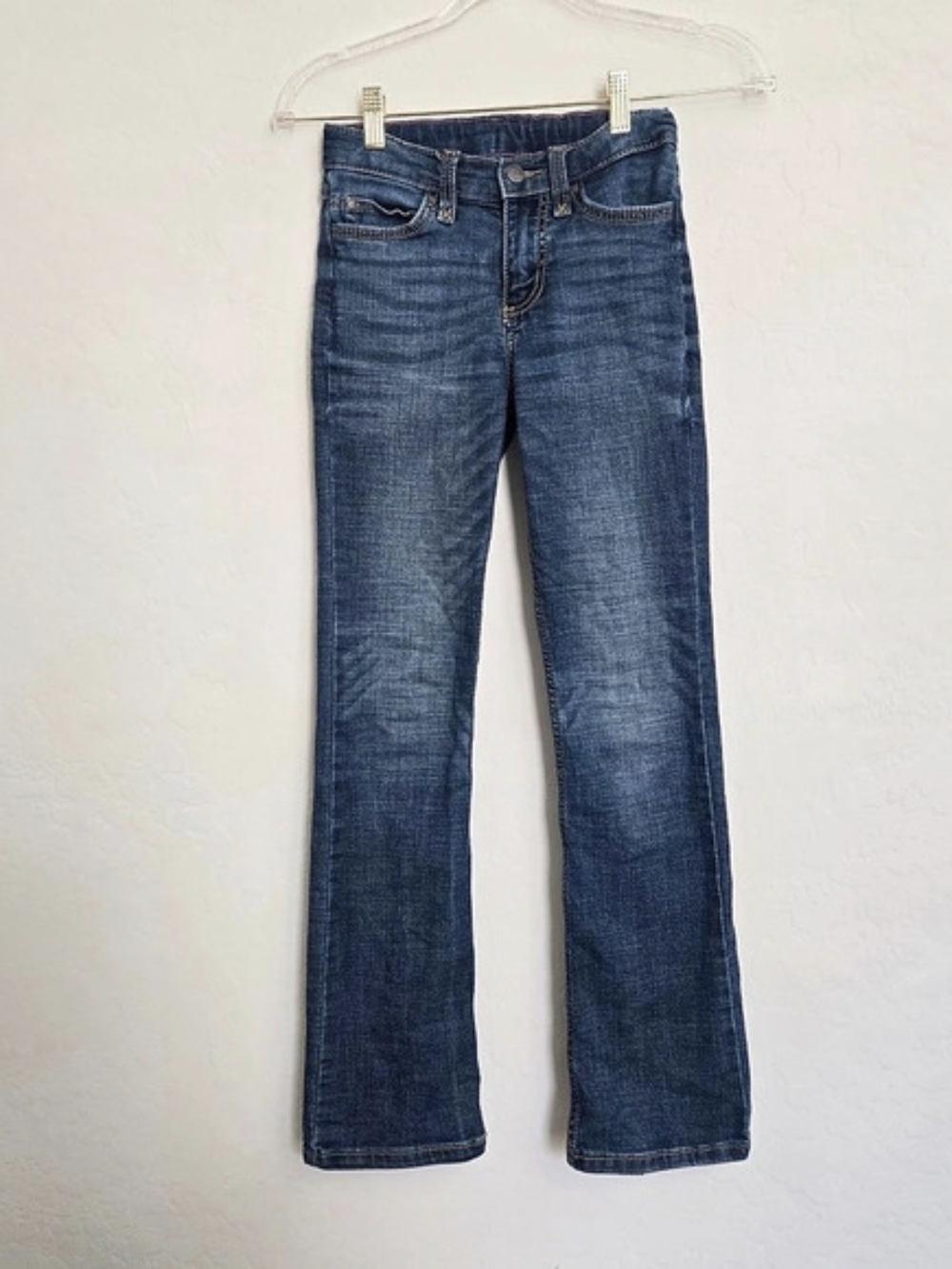 Wrangler Girls Size 12 Slim Bootcut Jeans Medium Wash Multi Stitch Pocket